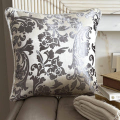Paloma Grey Floral - Paloma Gray Burnout Velvet Throw Pillow Cover