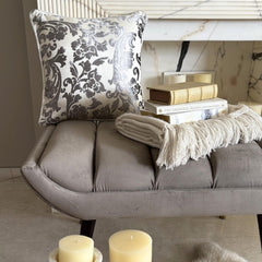 Paloma Grey Floral - Paloma Gray Burnout Velvet Throw Pillow Cover