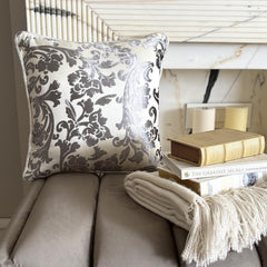 Paloma Grey Floral - Paloma Gray Burnout Velvet Throw Pillow Cover