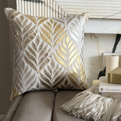 Foil Maple - Gold Faux Leather Decorative Euro Sham