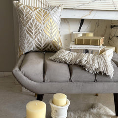 Foil Maple - Gold Faux Leather Decorative Euro Sham