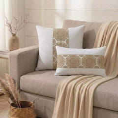 White Linen Lumbar Pillow Cover - Ivora Mandala Lumbar