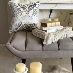 Paloma Grey Damask - Paloma Gray Burnout Velvet Decorative Euro Sham