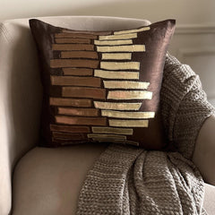 Metallic Ladder - Brown Art Silk Decorative Euro Sham