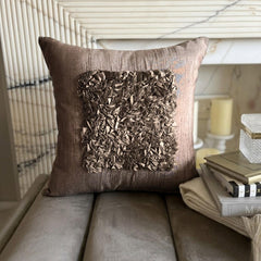 Vintage Champagne Brown - Light Brown Art Silk Throw Pillow Cover