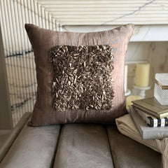 Vintage Champagne Brown - Light Brown Art Silk Decorative Euro Sham