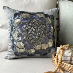 Silver Wildflower - Silver Art Silk Throw Pillow Cover