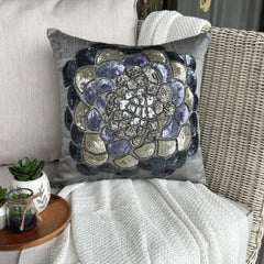 Silver Wildflower - Silver Art Silk Decorative Euro Sham