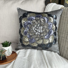 Silver Wildflower - Silver Art Silk Throw Pillow Cover