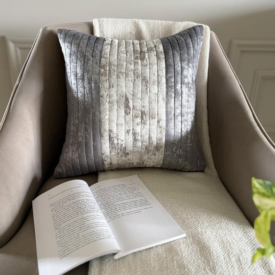 Grey Foil Dusk Throw Pillow Cover