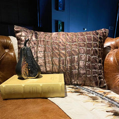 Roar & Ripple - Brown Velvet Lumbar Pillow Cover