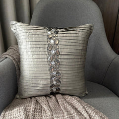 Crystal Heaven - Silver Art Silk Decorative Euro Sham