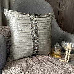 Crystal Heaven - Silver Art Silk Decorative Euro Sham