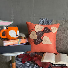 Spring Leaves - Rust Faux Suede Throw Pillow Cover