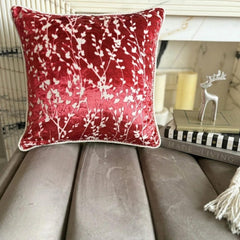 Cayenne Red Drops - Cayenne Red Burnout Velvet Decorative Euro Sham