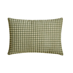 Green Linen Lumbar Pillow Cover - Sage Houndstooth Lumbatr