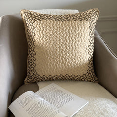 Mosaic Mood Beige - Beige Jacquard Throw Pillow Cover