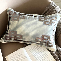 Greek Zeus - Ivory Velvet Decorative Lumbar Pillow Cover