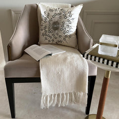 Silver Moons - Ivory Art Silk Decorative Euro Sham