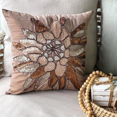 Spark Attraction - Peach Art Silk Throw Pillow Cover