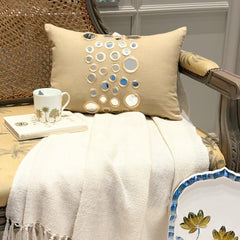 Mirror Light - Cotton Canvas Beige Decorative Lumbar Pillow Cover