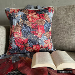 Red & Grey Satin Fall Throw Pillow Cover - Maple Days