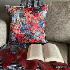 Red & Grey Satin Fall Throw Pillow Cover - Maple Days