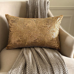 All Eyes On Gold - Art Silk Gold Decorative Lumbar Pillow Cover