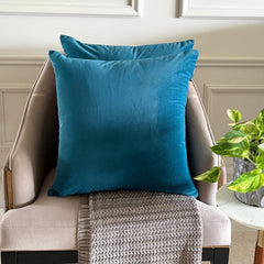 Peacock Plain Velvet Throw Pillow Cover - Peacock Velvet