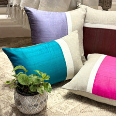 Turquoise Silk Essence - Turquoise Silk Lumbar Pillow Cover