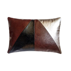 The Plough - Brown Faux Leather Lumbar Pillow Cover