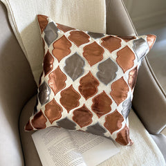 Brown Dwelling - Brown Faux Leather Throw Pillow Cover