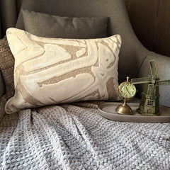 Abstract Drift - Ivory Velvet  Lumbar Pillow Cover