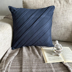 Contemporary Navy - Navy Blue Faux Suede Throw Pillow Cover