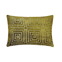 Chartreuse Green Velvet Lumbar Pillow Cover - Chartreuse Grid Lumbar