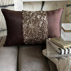 Chocolate Cream - Art Silk Chocolate Brown Decorative Lumbar Pillow Cover