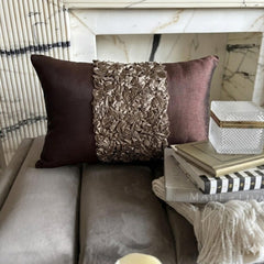 Chocolate Cream - Art Silk Chocolate Brown Decorative Lumbar Pillow Cover