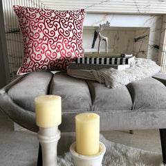 Cayenne Red Scrolls - Cayenne Red Burnout Velvet Decorative Euro Sham
