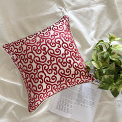 Cayenne Red Scrolls - Cayenne Red Burnout Velvet Decorative Euro Sham