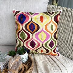 Multi Galore - Multicolor Art Silk Throw Pillow Cover