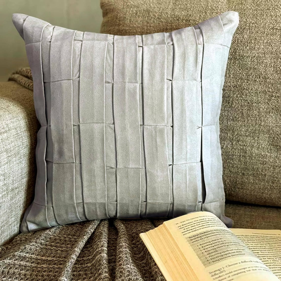 Grey Love Tune - Gray Suede Decorative Euro Sham