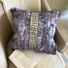 Diamonds N Dreams - Purple Satin Throw Pillow Cover