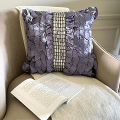 Diamonds N Dreams - Purple Satin Throw Pillow Cover