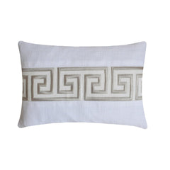 Ivory & Gray Linen Lumbar Pillow Cover - Olympus Circuit
