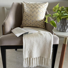 Beige Moire Effects - Beige Silk Throw Pillow Cover