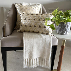 Beige Moire Effects - Beige Silk Throw Pillow Cover