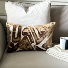 Copper Velvet Lumbar Pillow Cover - Copper Strokes Lumbar