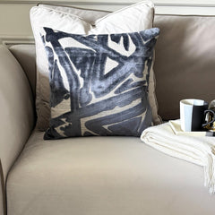 Charcoal Gray Velvet Lumbar Pillow Cover - Charcoal Strokes Lumbar