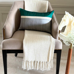 Plush Green Silk - Green Silk Lumbar Pillow Cover