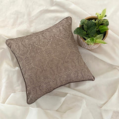 Antique Gold Jacquard Throw Pillow Cover - Golden Cascade
